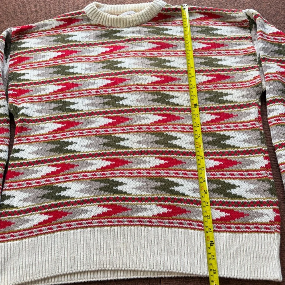 Vintage Mackinaw Woolens Mens‎ L Cotton Southwestern Geometric Sweater USA Made